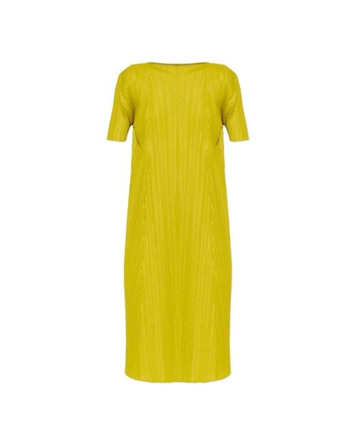 Issey Miyake Yellow Midi Dresses