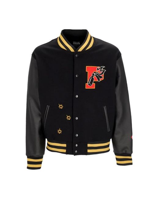 Propaganda Jassen ,Zwart ,Leer Zwarte Varsity College Jas Eco-Leer in het Black voor heren