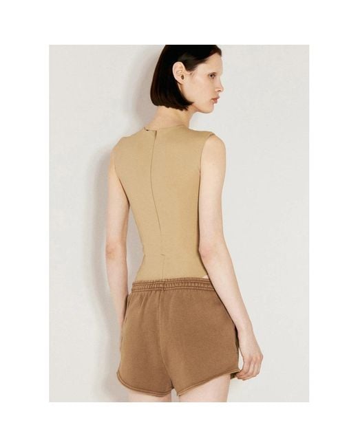 Entire studios Tops ,Nylon Stretch Weave Mouwloze Bodysuit in het Natural