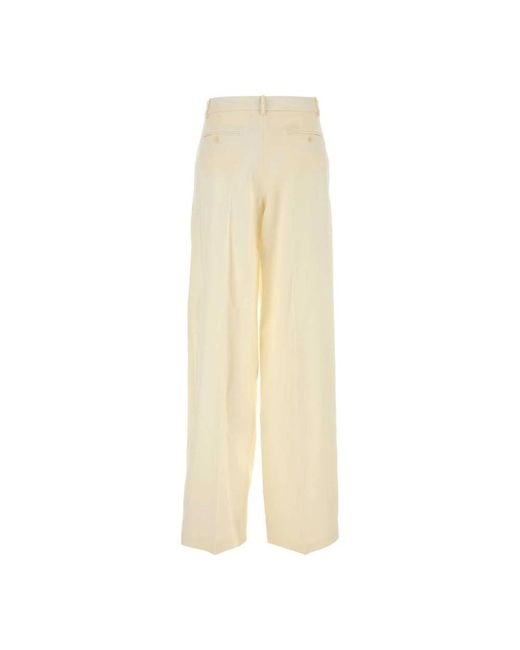 Magda Butrym Natural Wool-Silk Blend Tailored Pants