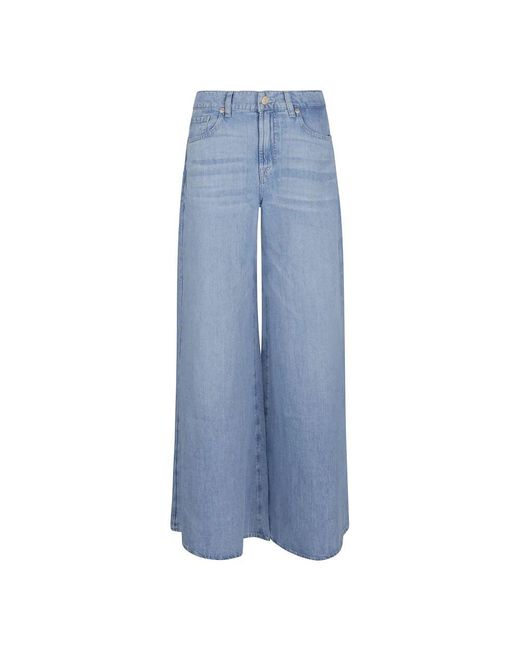 7 For All Mankind Blue Blaue leinen weite bein jeans 7 for all kind