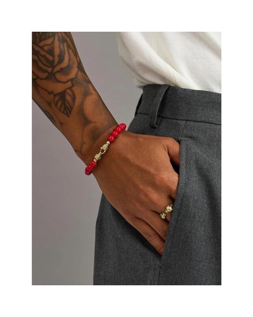 Nialaya Jade Healing Bracelet With Lock in Red für Herren