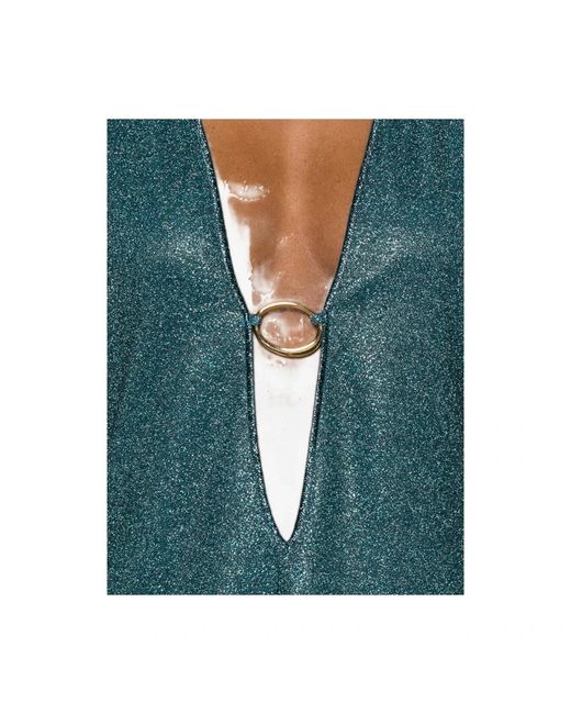 Oseree Kleedjes ,Groen ,Lumière V-Neck Mini Jurk in het Blue