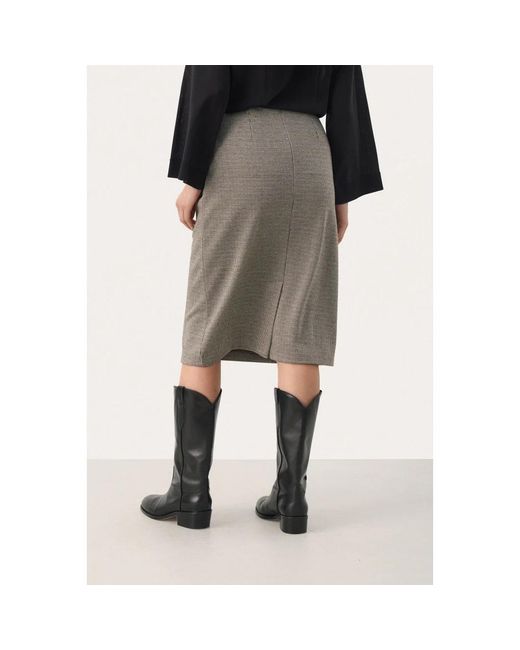 Part Two Rokken ,Bruin ,Bruin Geruite Rok Klassieke Stijl in het Gray