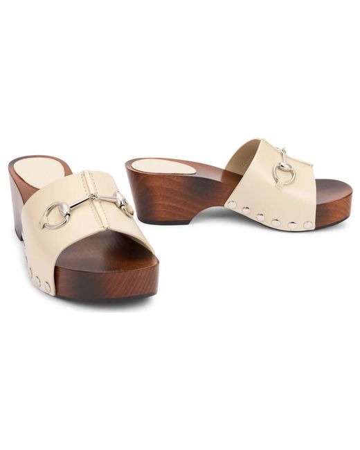 Gucci White Heeled Mules