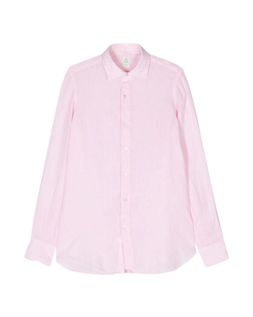 Camicia in lino italiana di Finamore 1925 in Pink da Uomo