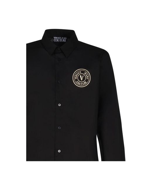 Versace Schwarze baumwoll elastan hemden in Black für Herren