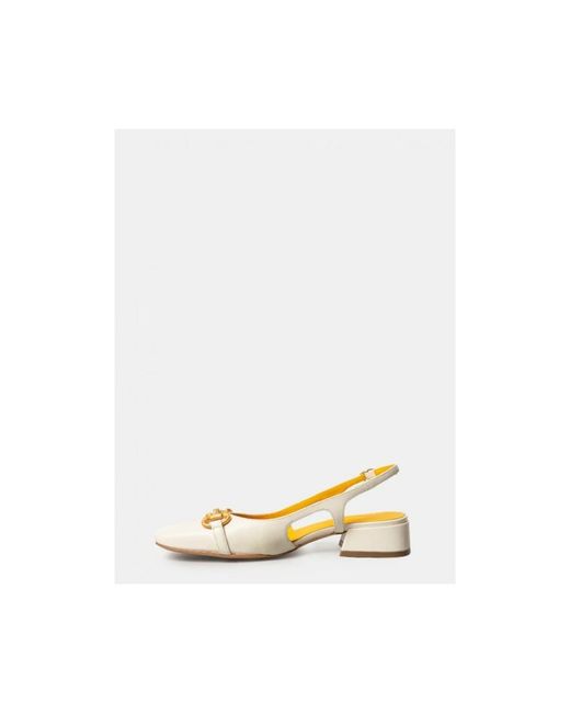 Mara Bini Schoenen ,Wit ,Leer Witte Leren Slingback Sandaal in het Yellow