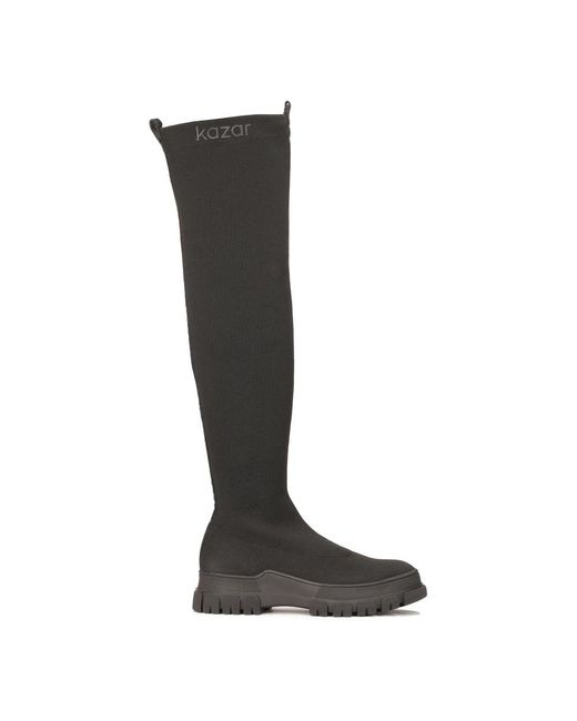 Kazar Black Flexible Overknee-Stiefel Auf Gerader Sohle