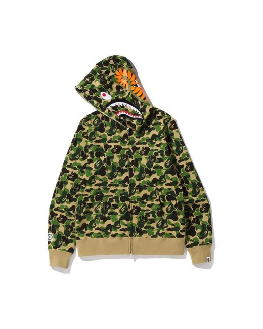 A Bathing Ape Abc Camo Shark Full Zip Hoodie in het Green voor heren