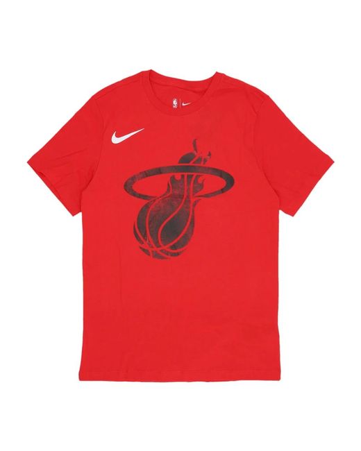 Nike Fitness ,Rood ,Katoen Miami Heat City Edition Logo Tee in het Red voor heren