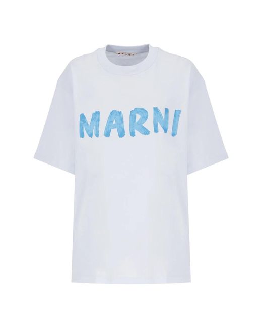 Camiseta de algodón azul claro cuello redondo Marni de color Blue