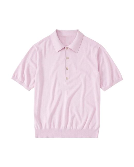 Polo in jersey di cotone con 4 bottoni di Closed in Pink da Uomo