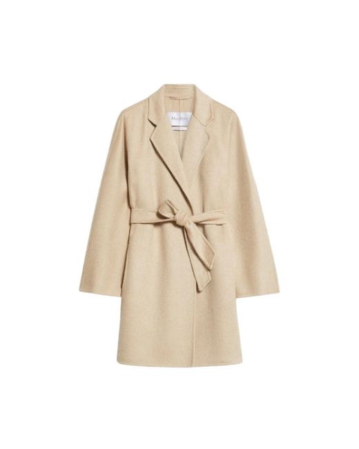 Max Mara Jassen ,Wol Luxe Wollen Jas Kimono Stijl in het Natural