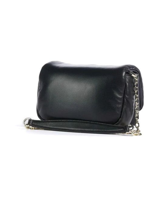 Patrizia Pepe Black Leder Umhängetasche Mit Metallfliege