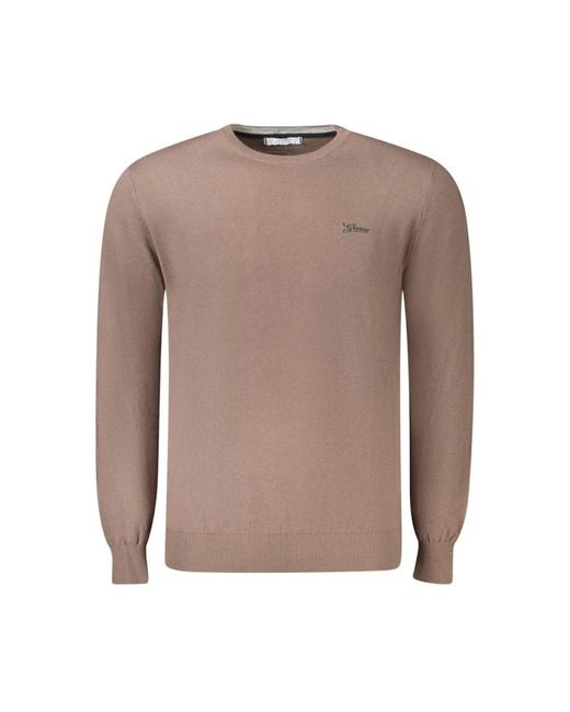 Maglione in cotone marrone con girocollo di Guess in Brown da Uomo