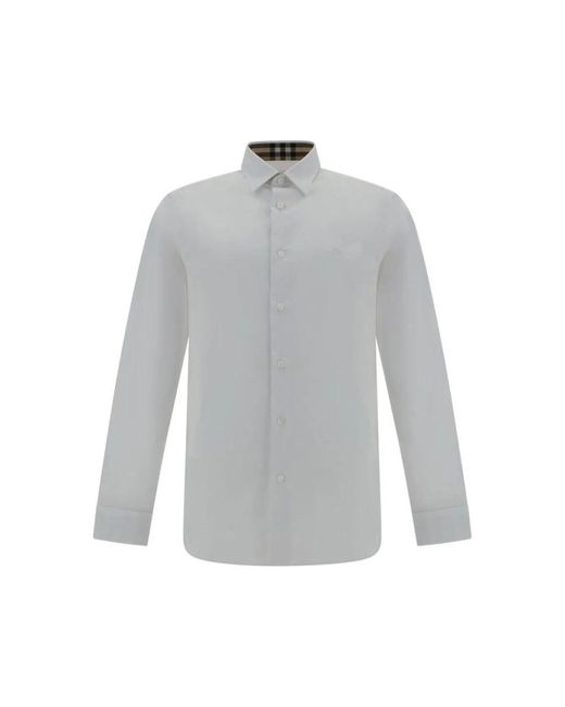 Burberry Geborduurd Logo Slim Fit Casual Overhemd in het Gray voor heren