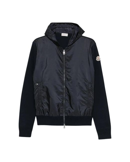 Moncler Logo-Patch Panelled Hoodie in het Blue voor heren
