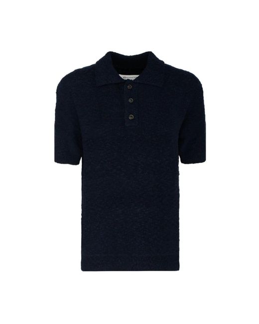 Maison Margiela Blue Navy feinstrick polo shirt