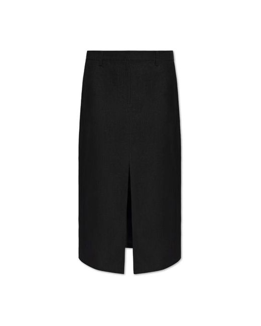Theory Black Leinenrock mit frontschlitz