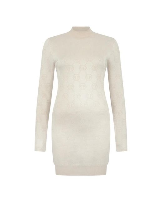 Philipp Plein White Knitted Dresses