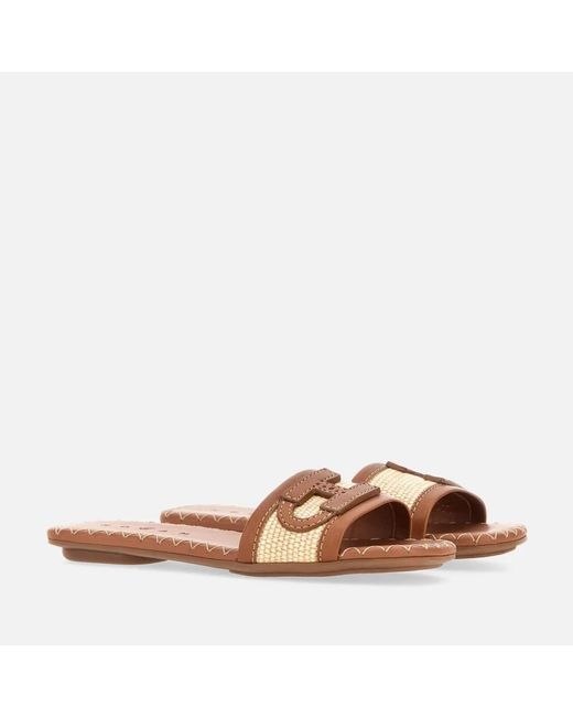 Hogan Brown Cuoio H685 Ciabatta H Slides