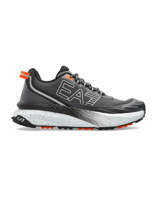 EA7 Schoenen ,Zwart ,Leer Sportschoenen Met Logo in het Gray voor heren