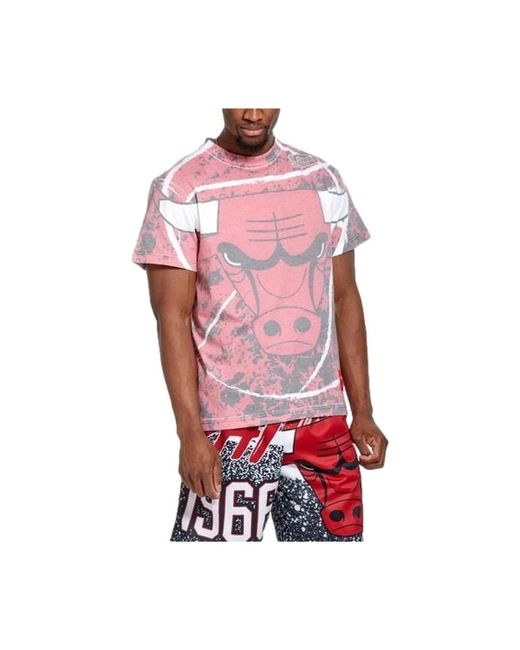 Mitchell & Ness Tops ,Veelkleurig ,Rode Jumbotron Sublimated T-Shirt in het Red voor heren