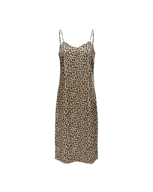 ONLY Kleedjes ,Polyester Mouwloze Polyester Jurk Braziliaans Zand Print in het Natural