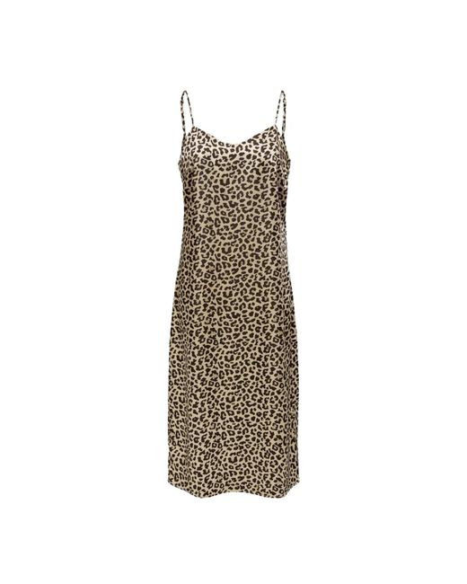 ONLY Kleedjes ,Polyester Mouwloze Polyester Jurk Braziliaans Zand Print in het Natural