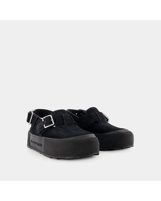 McQueen Black Mount Slick Sandals for men