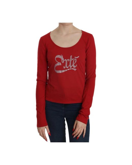 Exte Tops ,Rood ,Katoen Rode Kristalversierde Elegante Blouse in het Red