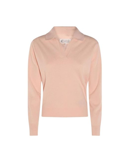 Maison Margiela Pink V-Neck Knitwear