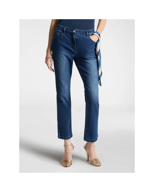 Elena Miro Blue 5-Pocket-Jeans, Kick Flare, „Florence“