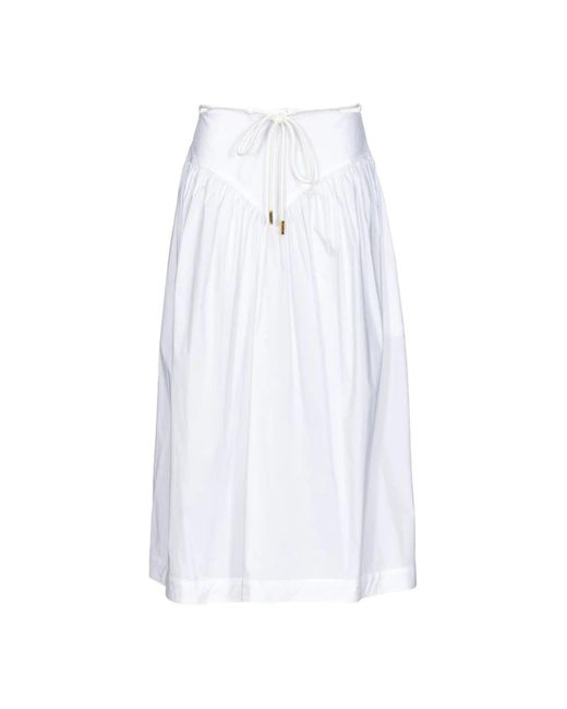 Falda midi blanca con cintura peplum Pinko de color White