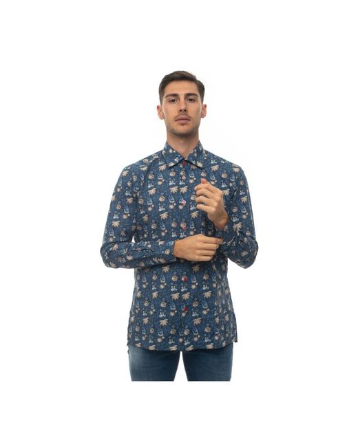 Kiton Casual Overhemden in het Blue voor heren