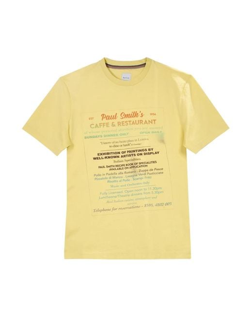 Paul Smith Gelbes Cafe Restaurant Grafik T-Shirt in Yellow für Herren
