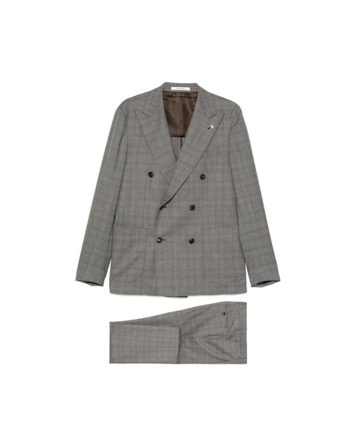 Tagliatore Gray Double Breasted Suits for men