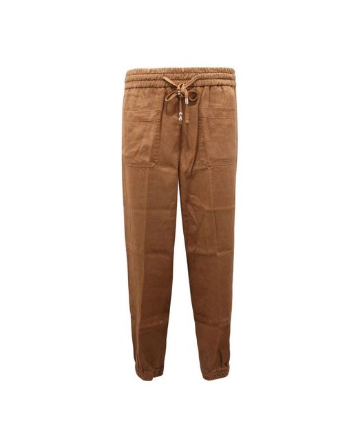 Dondup Brown Leinenmischhose Made
