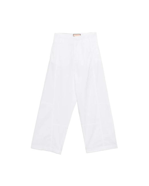 Plan C Poplin Broek in het White