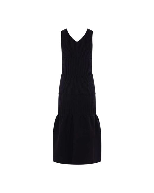 CFCL Black Schwarzes geripptes meerjungfrau kleid