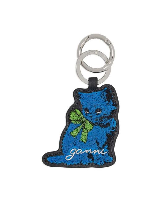 Ganni Blue Kitty Keyring