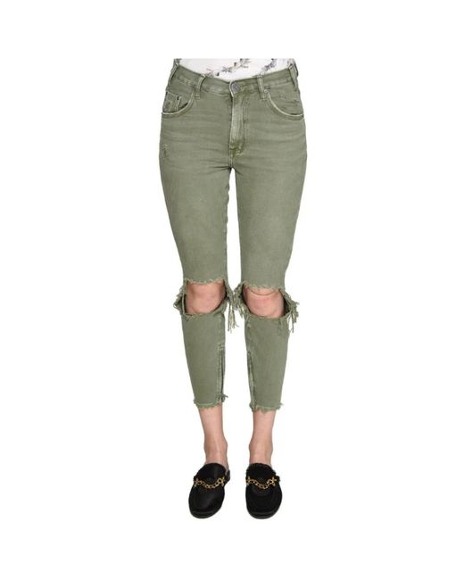 One Teaspoon Green Skinny denim jeans mit distressed details