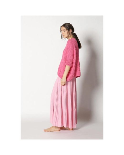 SMINFINITY Pink Loose knit cape jumper