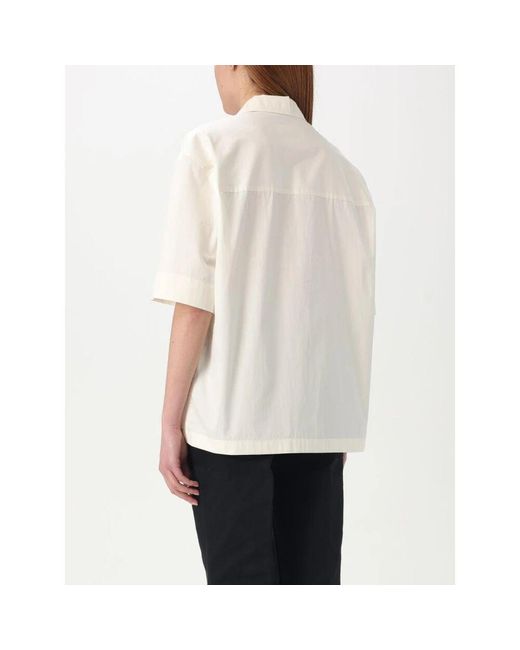 Jil Sander Natural Klassisches Weißes Kurzarmhemd
