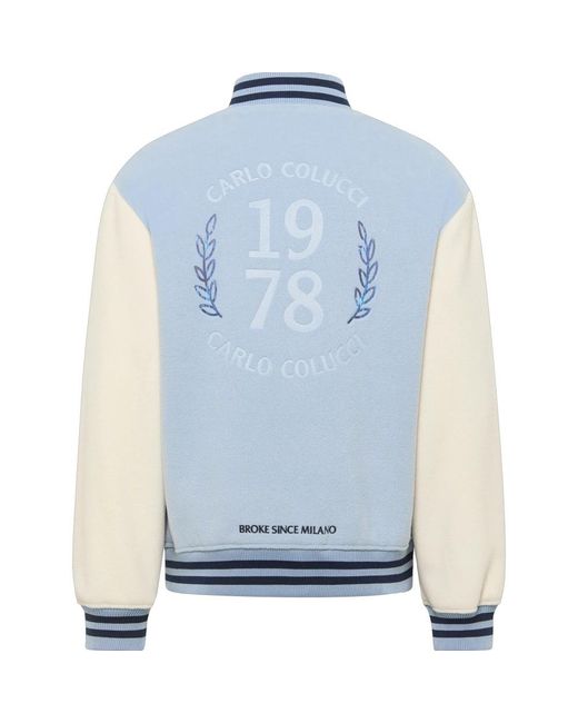 carlo colucci Jassen ,Blauw ,College Jacket in het Blue voor heren