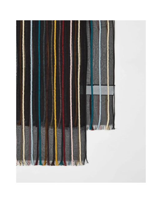 Paul Smith Black Sciarpa Multiriga Ps Trasparente