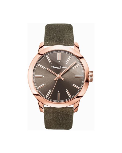 Thomas Sabo Armbanduhr rebel at heart 46 mm armband leder wa0314-266-205-46 mm in Metallic für Herren