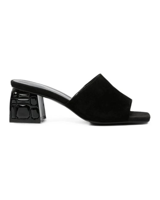 ADRIANNA FERETTI Black Heeled Mules