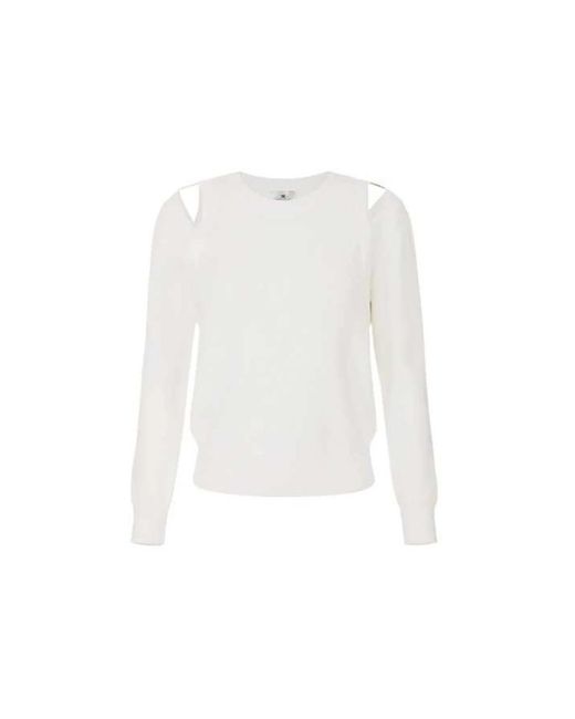 Elisabetta Franchi White Round-Neck Knitwear